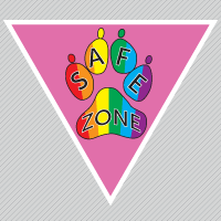 Commonwealth University-Bloomsburg, formerly Bloomsburg University, Safe Zone logo. Paw with rainbow