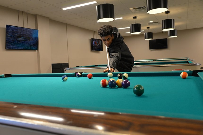 The Games Room offers Bloomsburg students a wide variety of activities to engage in and have fun! Included in the facility are six pool/billiards tables, video gaming systems (Xbox, PlayStation, Wii, etc..), eight flat screen televisions, wide variety of board games, lawn games, sports equipment, DIY crafts, and arcade-style games.